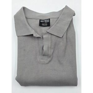 Hollywood The Jean People Gray Ribbed Knit Polo Shirt XXL‎